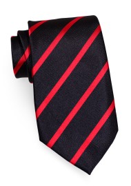 Modern Black Tie with Bright Red Stripes in XXL Length