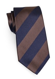 Classic Striped Tie in Brown and Navy Blue