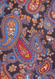Paisley Tie in Burgundy, Amber, and Gray | Autumn Paisley Print Necktie
