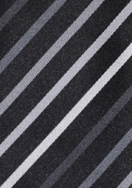 Black Necktie With Silver, Gray, and White Stripes