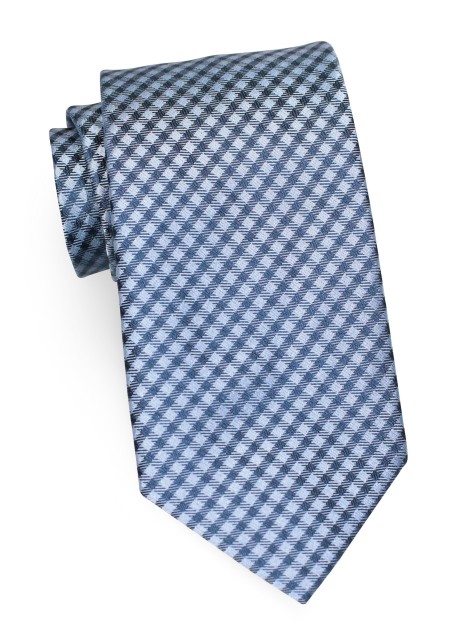 Blue Gingham Check Tie for Boys