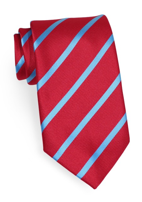Tomato Red and Cornflower Blue Striped Tie