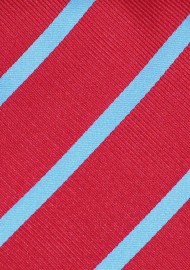 Tomato Red and Cornflower Blue Striped Tie