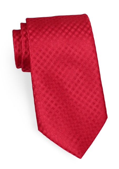 Gingham Check Tie in Red for Boys