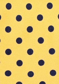 Daffodil Yellow Necktie with Dark Blue Dots