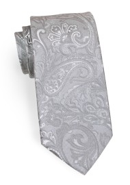Extra Long Paisley Tie in Silver