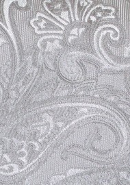 Extra Long Paisley Tie in Silver