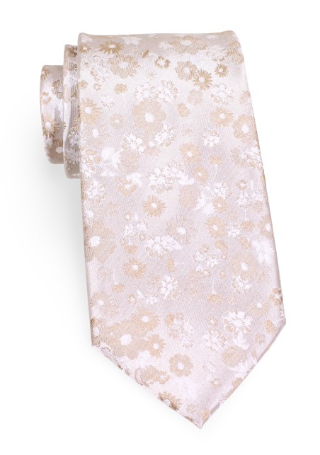 Ivory Floral Wedding Tie | Elegant Dressy Wedding Tie in Ivory Champagne Floral Design