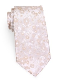 Ivory Floral Wedding Tie | Elegant Dressy Wedding Tie in Ivory Champagne Floral Design