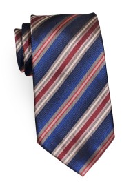 Midnight Blue Tie with Maroon and Golden Stripes