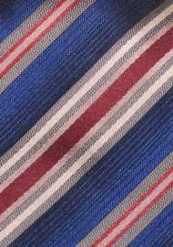Midnight Blue Tie with Maroon and Golden Stripes