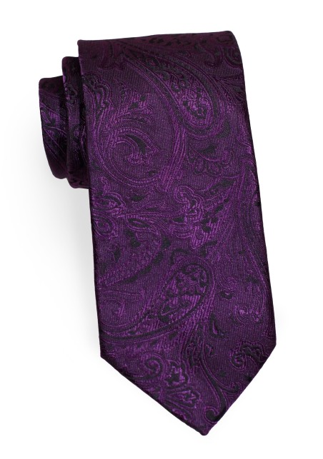 Berry Color Paisley Tie in XL