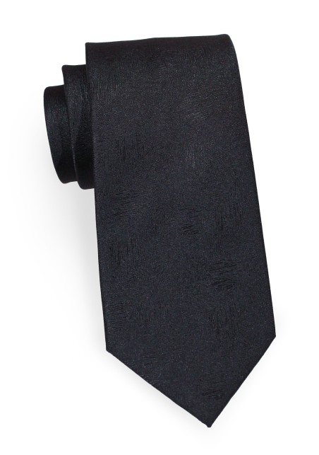 Jet Black Necktie | Formal Mens Tie in Solid Black | Textured Weave Black Designer Tie