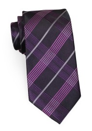 Modern Plaid Tie in Fuschia and Black