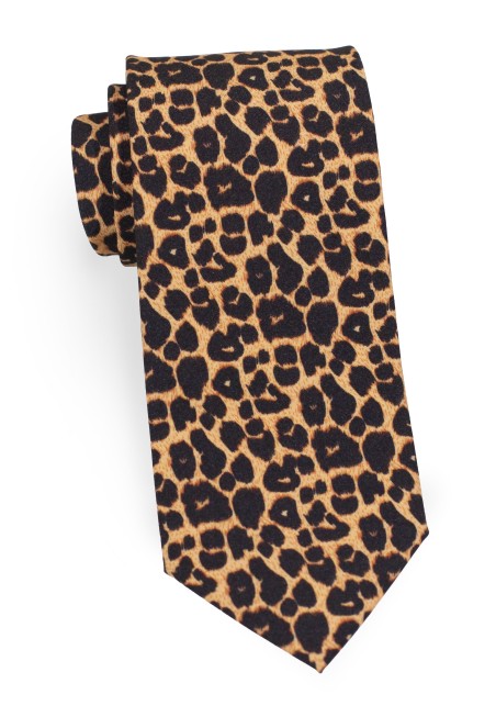 Cheetah Print Necktie | Designer Mens Tie with Leppard Print