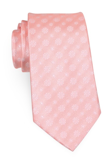 Pastel Peach Tie | Mens Necktie in Peach Cream with Floral Design