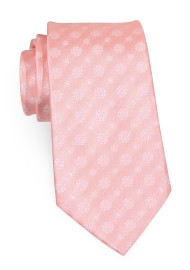 Pastel Peach Tie | Mens Necktie in Peach Cream with Floral Design