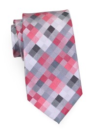 Extra Long Designer Tie in Red and Silver