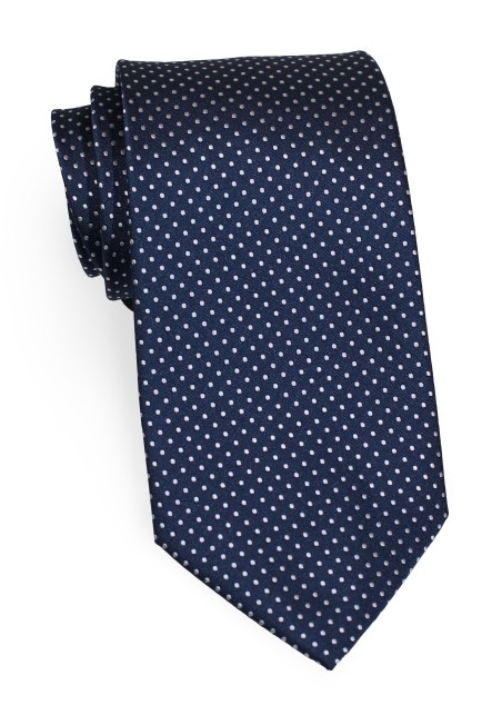 Dark Blue XL Mens Tie With Small White Polka Dots