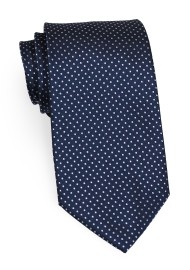 Dark Blue Kids Tie With Small White Polka Dots