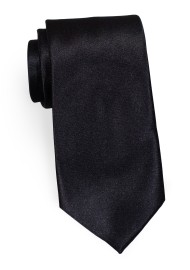 Black XL Tie | Extra Long Mens Tie in Solid Black Satin