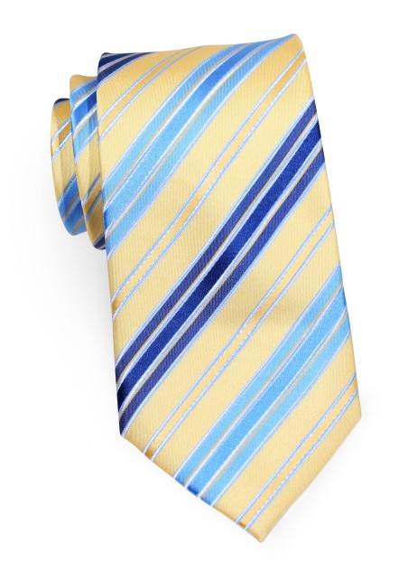Modern Striped Tie in Light Yellow, Baby Blue, and Navy