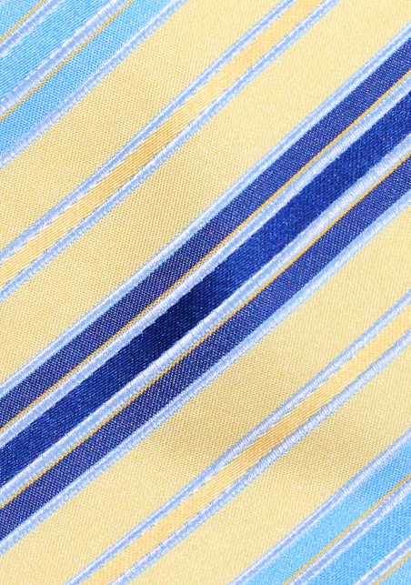 Modern Striped Tie in Light Yellow, Baby Blue, and Navy