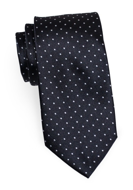 Black Silver Polka Dot Tie - Mens Necktie with Polka Dots in Black