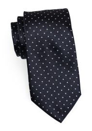Black Silver Polka Dot Tie - Mens Necktie with Polka Dots in Black
