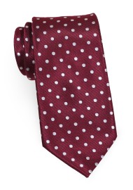 Burgundy and Silver Extra Long Dotted Tie