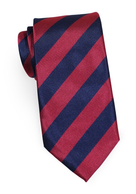Classic Repp Stripes in Burgundy Red and Navy Blue