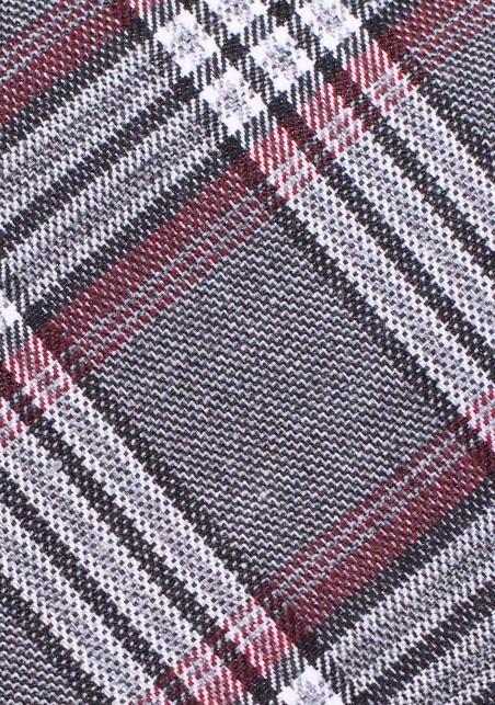 Tartan Check  Cotton Necktie | Gray and Black Tartan Check Cotton Mens Tie