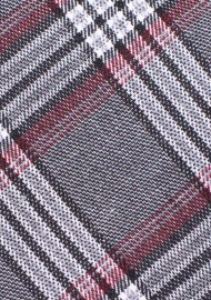 Tartan Check  Cotton Necktie | Gray and Black Tartan Check Cotton Mens Tie