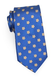 Blue Tie with Matte Finish with Yellow Florals