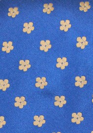 Blue Tie with Matte Finish with Yellow Florals