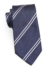 Steel Grey Repp Tie | Striped Mens Tie in Steel Grey