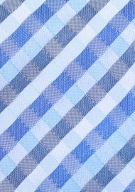 Designer Check Tie in Blues in Longer Length