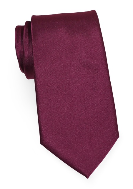 Mulberry Red Men's Tie | Solid Satin Mens Tie in Mulberry