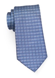 Geometric Check Tie in Grayed Blue