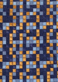 Designer Patchwork Check Tie in Blue and Gold