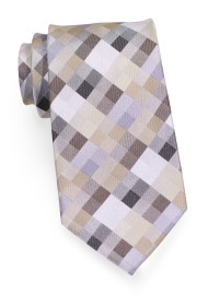 Patchwork Tie in Tans and Silvers