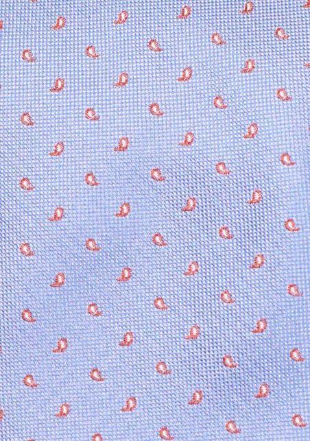Tiny Paisley Weave Tie in Light Blue | Sky Blue Tie with Mini Paisleys in Orange