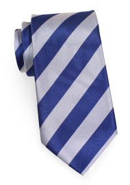 Royal Blue and Silver Striped Tie | Classic Repp Striped Tie in Royal Blue and Silver