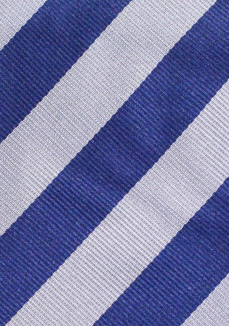 Royal Blue and Silver Striped Tie | Classic Repp Striped Tie in Royal Blue and Silver