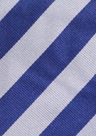 Royal Blue and Silver Striped Tie | Classic Repp Striped Tie in Royal Blue and Silver