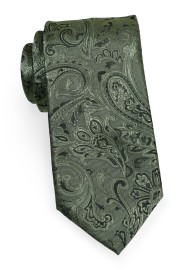 Moss Hued Kids Paisley Tie
