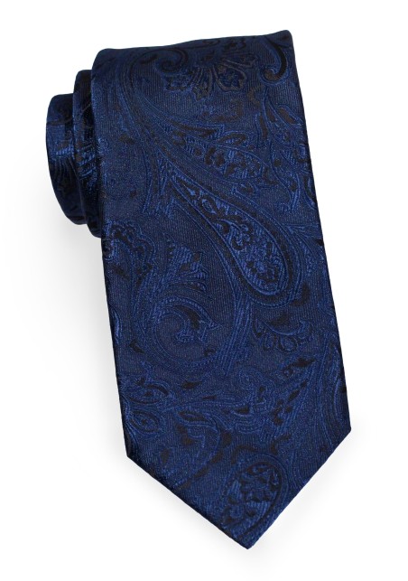 XXL Tie in Paisley Design in Midnight Navy