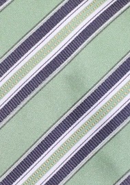 Striped Tie in Sage and Silver