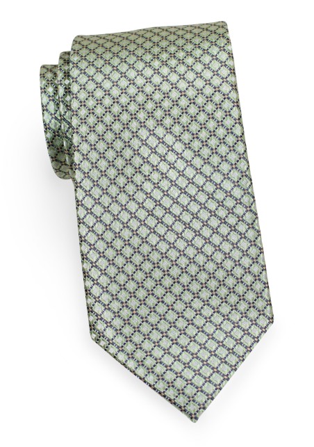 Diamond Patterned Boys Length Tie in Pistachio Green