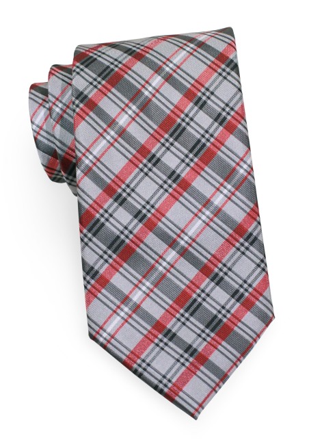 Modern Grey Tie with Red Accents